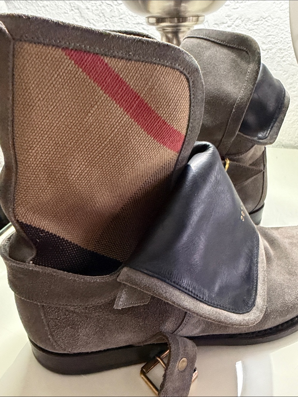 Burberry Suede Moto Boots - Picture 6 of 7